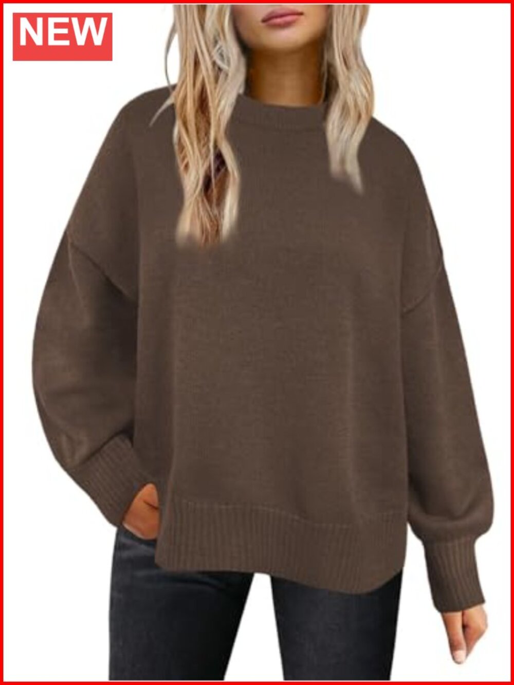 Oversized Fuzzy Knit Sweater Crewneck Long Sleeve Winter Fall Top